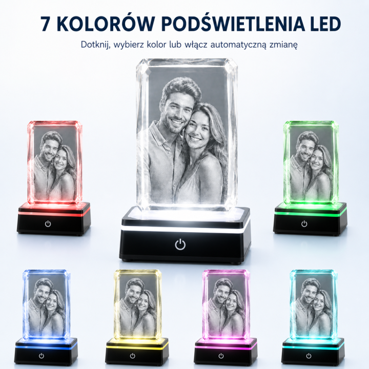 Prostokąt 3D — 7 kolorów dotykowej podstawy LED