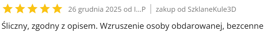 Pięciogwiazdkowa opinia o zgodności z opisem i wzruszeniu obdarowanej osoby